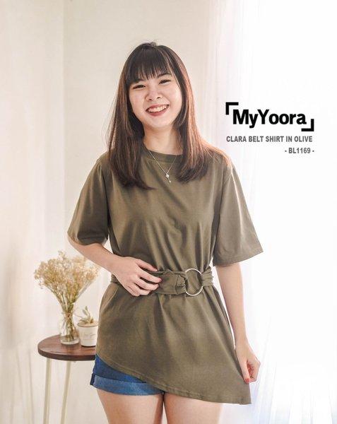 Gambar [MyYoora] Clara Belt Shirt Blouse Atasan Wanita BL1169 - White dari MyYoora Shop undefined Tokopedia