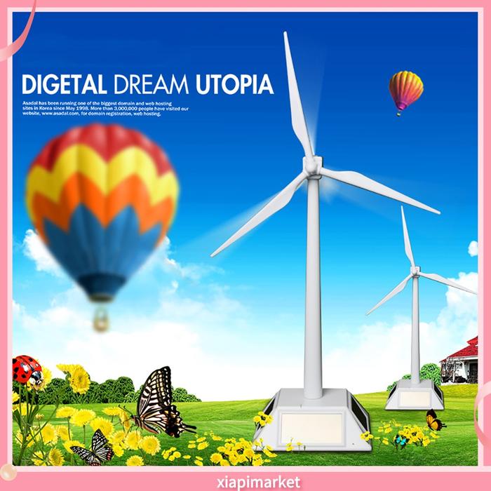 Gambar XIA| DIY Solar Power Rotating Base Windmill Wind Turbine Model Desktop dari ramvc undefined Tokopedia