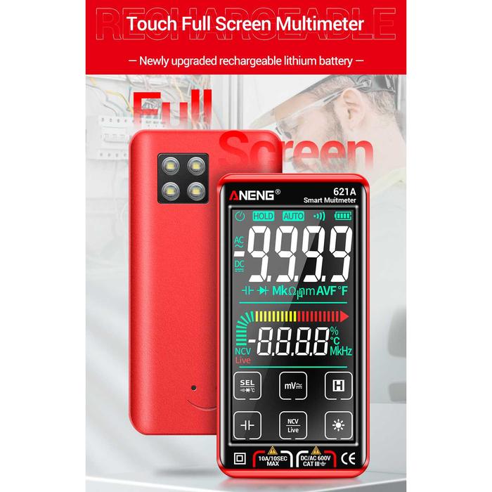 Gambar Smart Digital Multimeter Tester Transistor Touch Screen - 621A - Merah dari Ubbayshop undefined Tokopedia