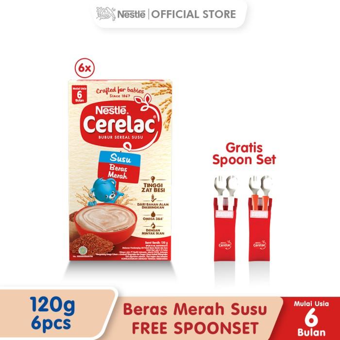Gambar NESTLE CERELAC Beras Merah Susu 120gx6pcs FREE SPOONSET dari cilculstore undefined Tokopedia