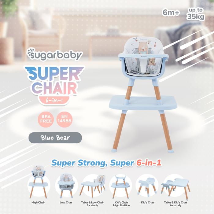 Gambar Sugar Baby Super Chair 6 in 1 / Kursi Makan Sugar Baby - Blue Bear dari Klikbabylove undefined Tokopedia
