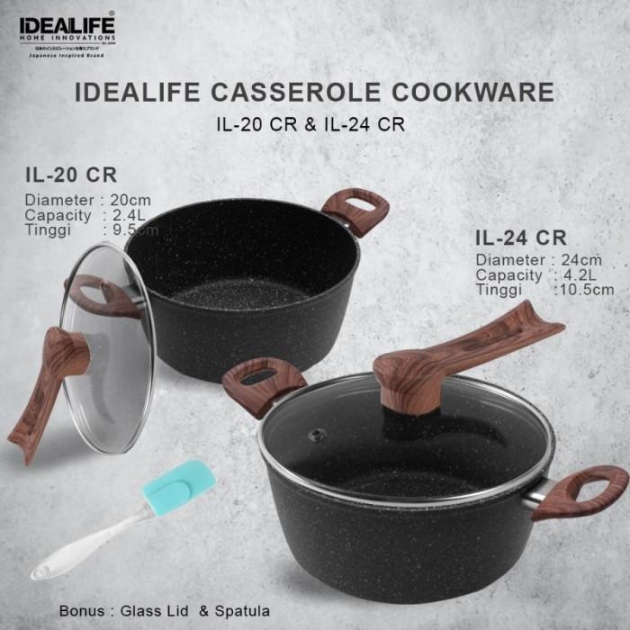 Gambar IDEALIFE Casserole Cookware 20 cm / 24 cm Panci IL-20CR / IL-24CR - 24 cm dari Sajun Electronic Tangerang undefined Tokopedia