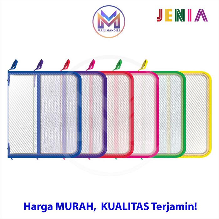 Gambar Map Plastik Jaring Seleting / Zipper Bag Sleting Kantor / Sekolah - Merah dari Majumandiri333 undefined Tokopedia