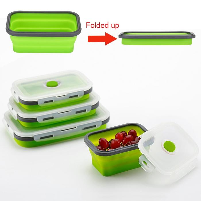 Gambar Kotak Makan Lunch Box Foldable Silicone Single Layer 800 ml - Green dari abcd_jktcollect undefined Tokopedia