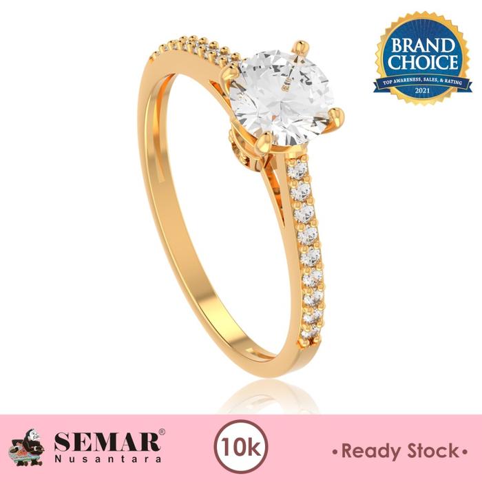 Gambar Cincin Emas List Ring Solitaire Batu Putih 10K Semar Nusantara - 10-11 dari Semar Nusantara undefined Tokopedia