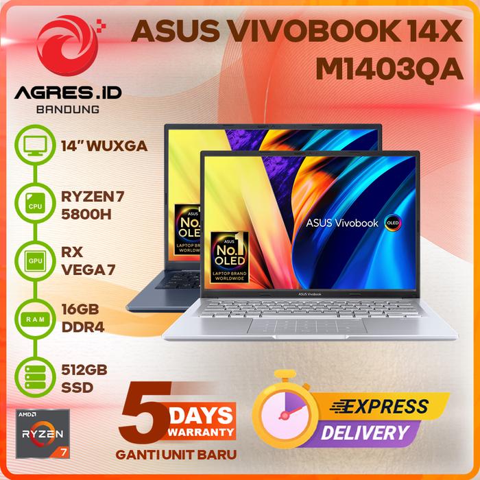 Gambar Asus Vivobook 14X M1403QA R7 5800H 16Gb 512Gb 14.0WUXGA VIPS - QUIET BLUE dari Agres ID Bandung undefined Tokopedia