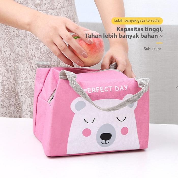 Gambar Lunch Cooler Bag Tas Bekal KarakterSalur Makanan Aluminium Kotak Makan - Beruang-Pink dari Gojo Mart undefined Tokopedia