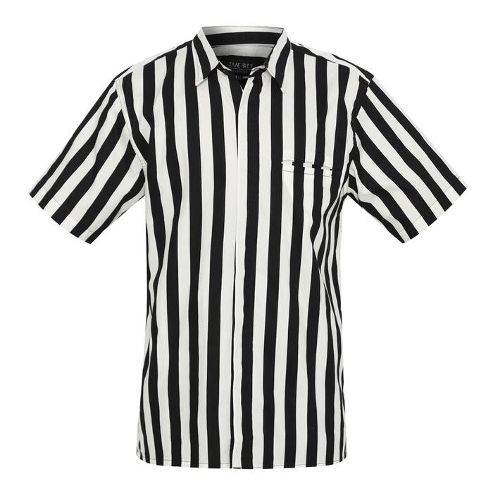 Gambar Jane Frey Clothing Kemeja Salur Lengan Pendek Pria 8189 - Black White, M 50x70 dari Jane Frey Clothing undefined Tokopedia