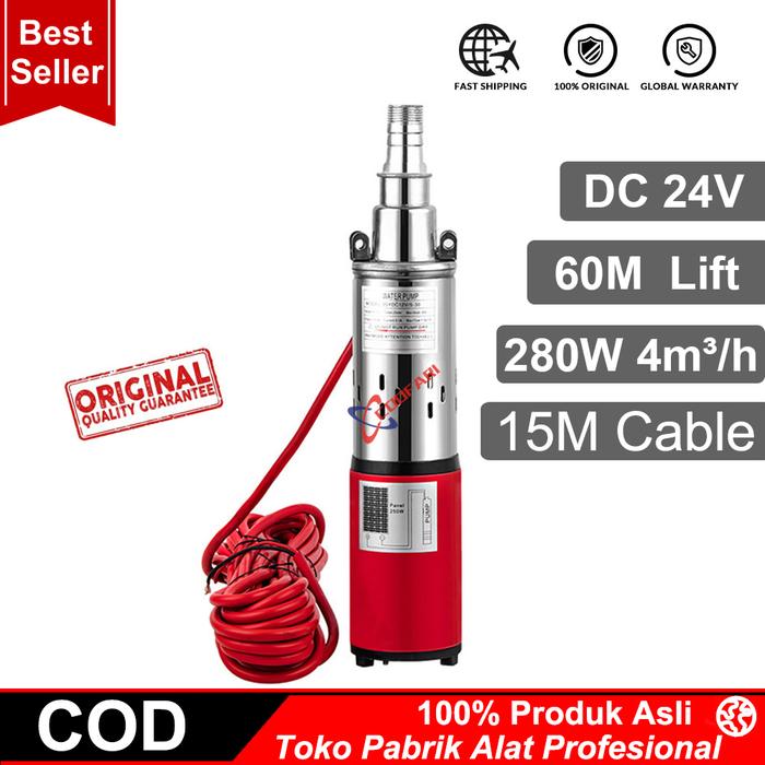 Gambar 40-60M Lift Submersible Pompa Air Tenaga Surya Pompa Sumur Dalam - Red 24V+15m cable dari coofari tools undefined Tokopedia