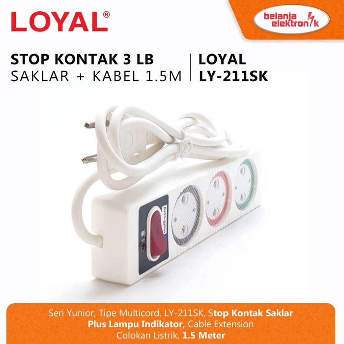 Jual LOYAL Stop Kontak 3 Lubang Saklar Lampu Indikator Kabel 1.5M LY ...
