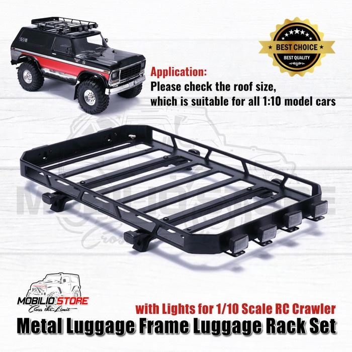 Metal Scale RC Car Roof Rack With LED Light For 1/10 Rock Crawler Axial SCX10 Wraith RR10 RC4WD TF2 D90 TRX4 CC01