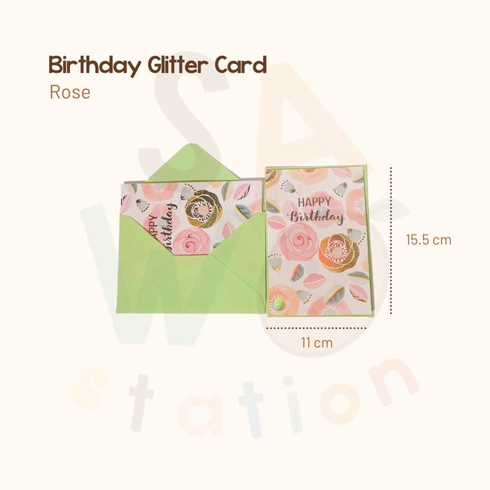 Gambar Kartu Birthday Glitter Ulang Tahun Ucapan Card Gift Amplop Bday - Rose dari Sawo Station undefined Tokopedia