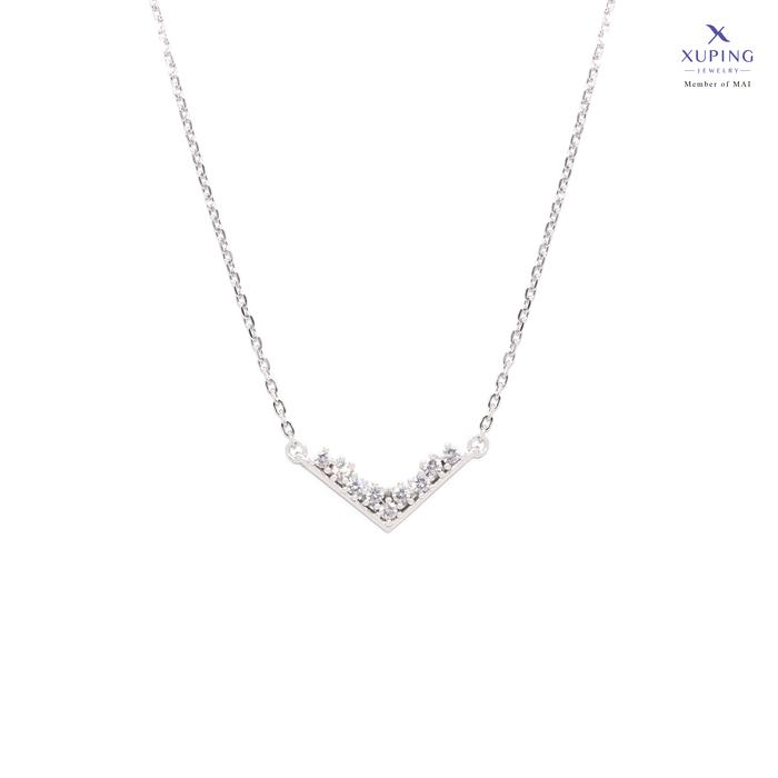 Gambar Xuping Kalung Nuri Fashion Wanita Motif V - SILVER dari Xuping.id undefined Tokopedia