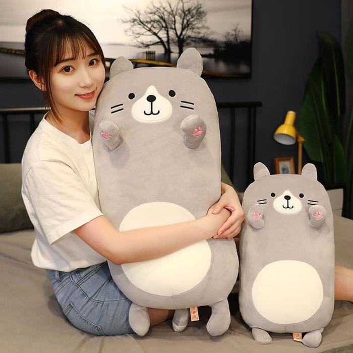 Gambar Boneka bantal kucing soft kawaii plushie - Abu-abu dari Maxus_Store undefined Tokopedia