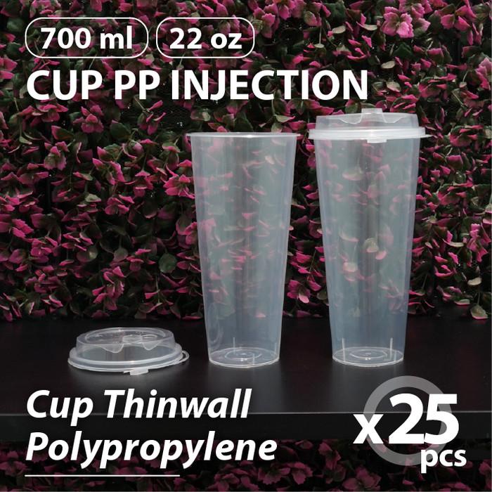 Gambar (Bekasi) 25 pcs - Cup 22oz Injection - Gelas Thinwall Plastik PP 700ml - Tanpa Tutup dari E-QuPack Bekasi undefined Tokopedia