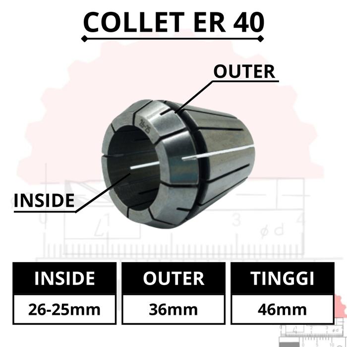 Gambar ER40 Spring Collet Adapter collet chuck ER 40 Collet CNC - 26mm dari Machining Solution undefined Tokopedia