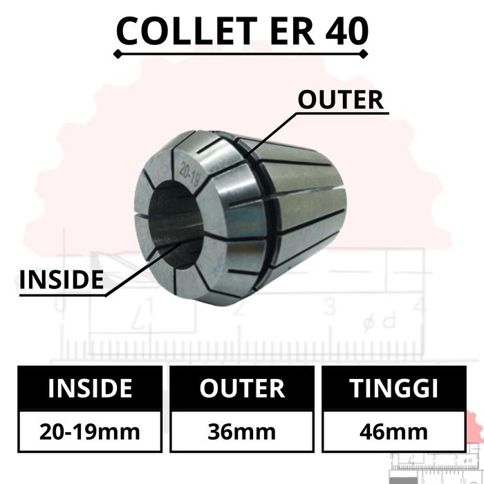 Gambar ER40 Spring Collet Adapter collet chuck ER 40 Collet CNC - 20mm dari Machining Solution undefined Tokopedia