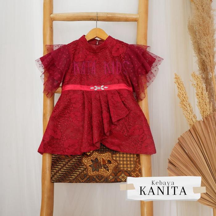 Gambar Kebaya Anak / Set Kebaya Anak / Kebaya Modern Anak Pendek KANITA Rok - Maroon, L dari Mitra Fashion Tanah Abang undefined Tokopedia