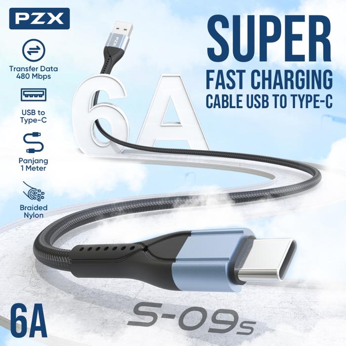 Gambar Kabel Data Type-C to USB PZX 6A Fast Charging S-09s - Black dari Unitech Surabaya undefined Tokopedia