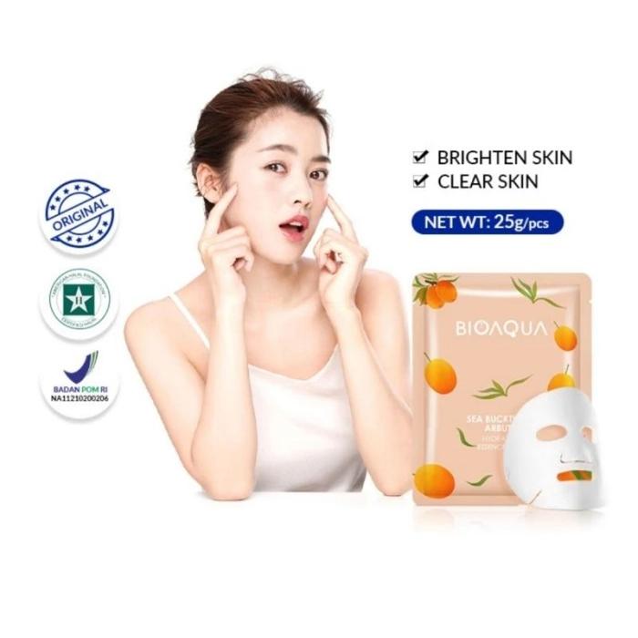 Gambar BIOAQUA masker tisu sheet mask brightening hydrating essence face mask - Sea Buckthorn dari Adarabeautycenter undefined Tokopedia