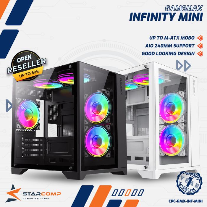 Gambar GameMax Infinity Mini Black / White M-ATX Dual Chamber Casing dari Jayaberk undefined Tokopedia