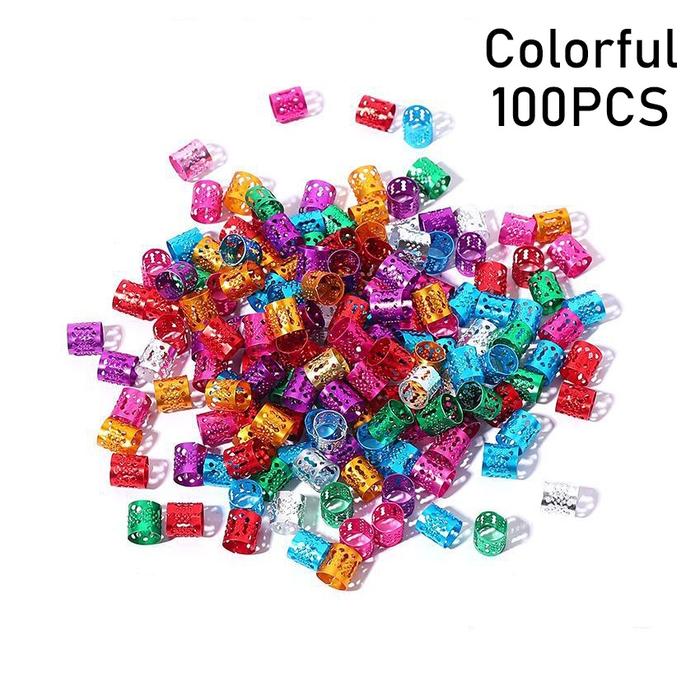 Gambar 100Pc Cincin Klip Cuff Manik-Manik Rambut Gimbal Hair Braid Beads Ring - Berwarna dari FunToys711 undefined Tokopedia