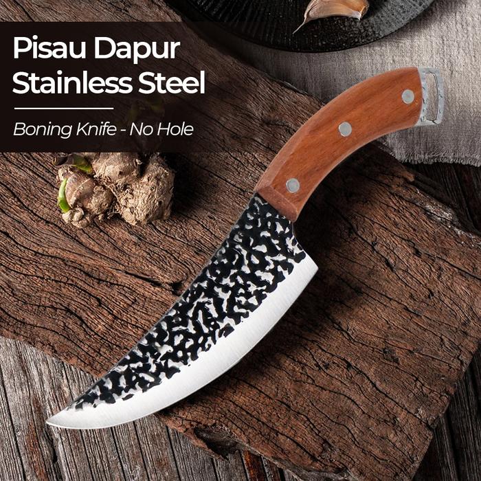 Gambar Pisau Dapur Daging Stainless Steel Gagang Kayu Forged Boning Knife JN - Non Lobang dari arthashop22 undefined Tokopedia