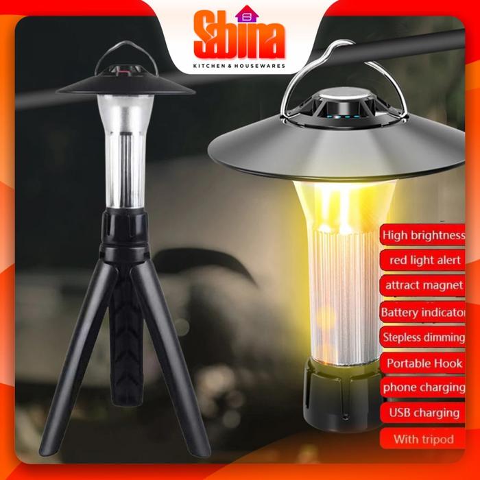 Gambar Lampu Camping Lentera LED Outdoor Rechargeable Waterproof with Tripod dari Sabina Kitchen Housewares undefined Tokopedia