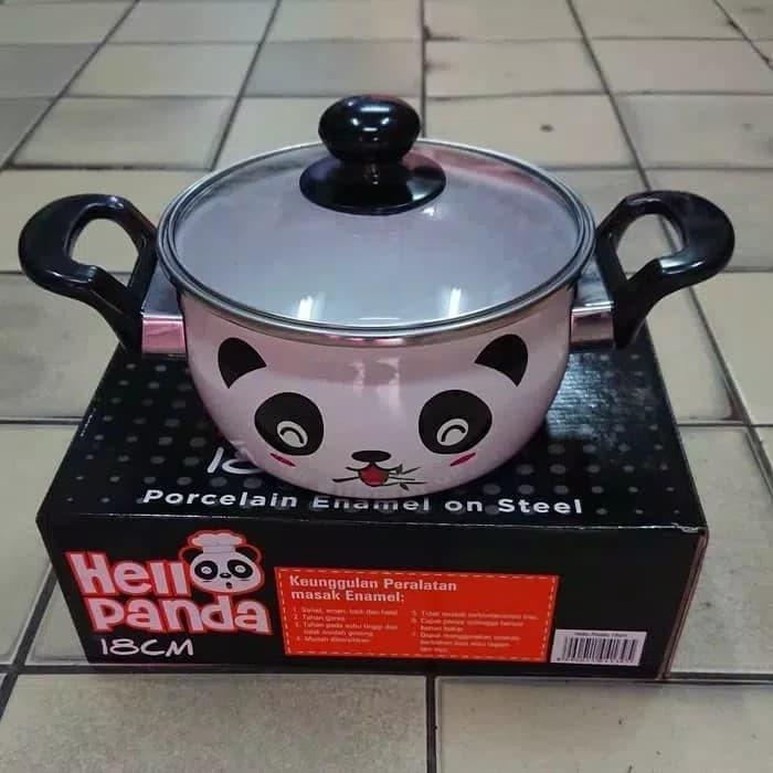 Gambar Panci Enamel Tutup Kaca Maspion Hello Panda 22Cm dari Daebak top undefined Tokopedia