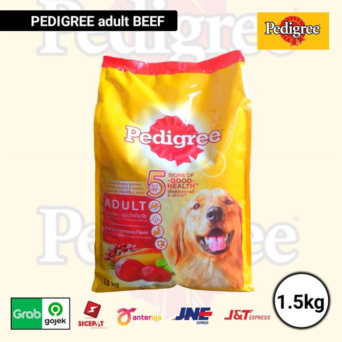 Jual makanan anjing PEDIGREE ADULT BEEF VEGETABLES 1,5kg fresh