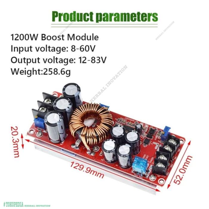 Jual Jual 1200W 20A DC Boost Converter Step UP Power Supply Module 🔜 ...