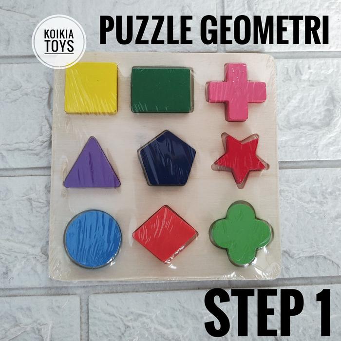 Gambar Mainan edukasi anak puzzle kayu GEOMETRI montessori geometri - Step 1 dari Koikia Toys undefined Tokopedia