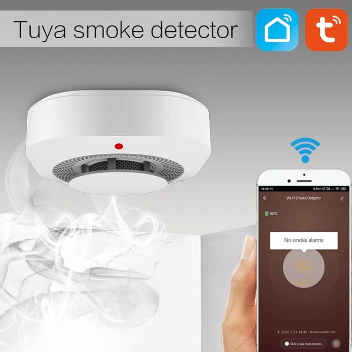 Jual Tuya WiFi Smoke Alarm Fire Protection Smoke Detector Smokehouse ...