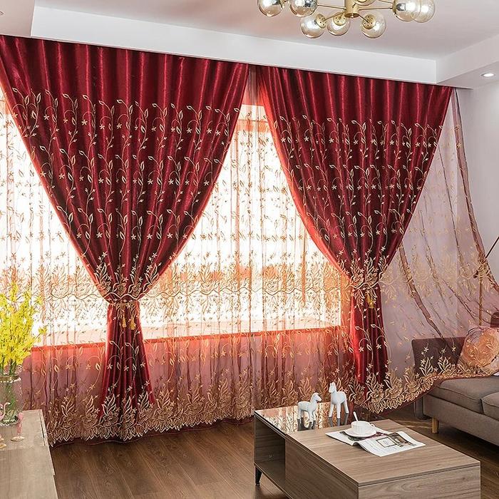Gambar FT Red Printed High Precision Christmas Curtains Bedroom Living dari Functiont Tools undefined Tokopedia