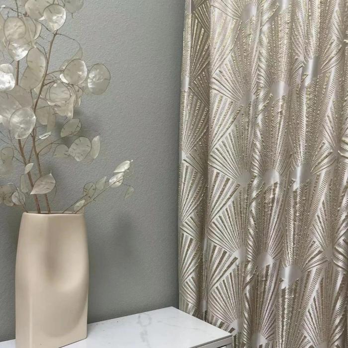 Gambar FT New Blackout Curtain Gold Thread Color Jacquard Fanshaped R dari Functiont Tools undefined Tokopedia