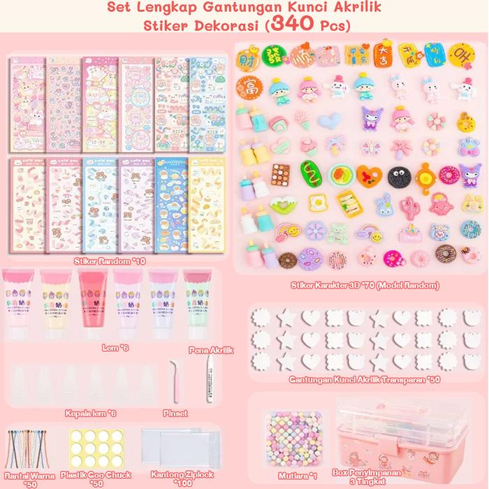 Gambar 685PCS DIY GANTUNGAN KUNCI AKRILIK SET DIY KEYCHAIN SET KARTU STIKER - 340pcs dari Seneng_store. undefined Tokopedia