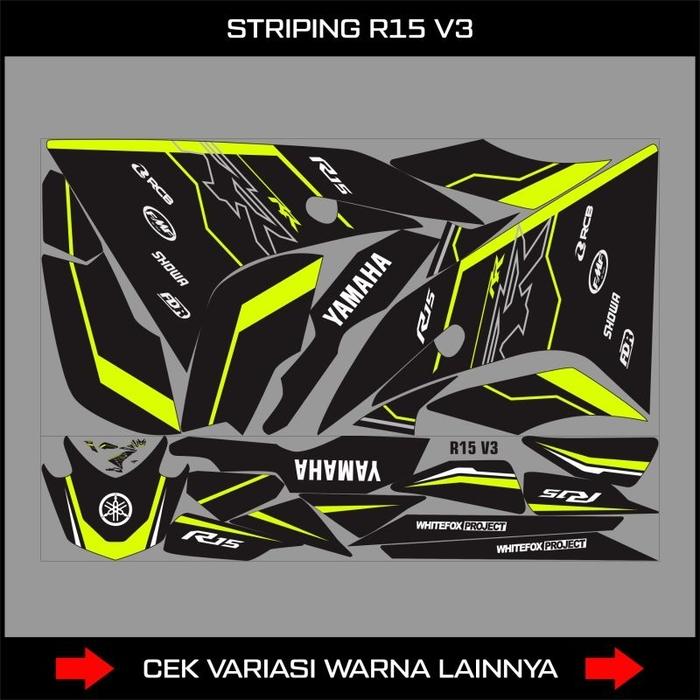 Gambar Striping Yamaha R15 V3 Livery Grafis RR / Decal Sticker Motor R15 V3 - Hijau Stabilo dari RenStickerShop undefined Tokopedia