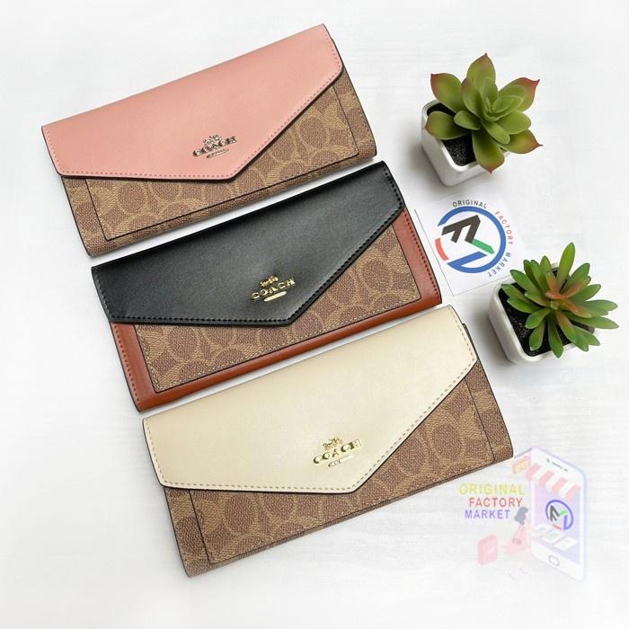 Jual DOMPET COC 31547 SOFT WALLET ENVELOPE IN COLORBLOCK SIGNATURE