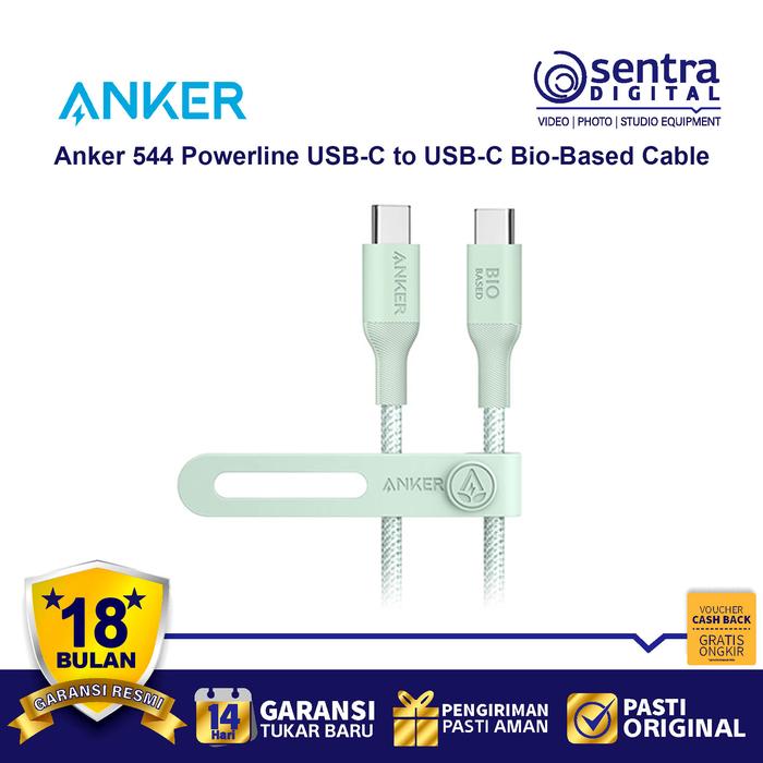 Gambar Anker 544 PowerLine USB-C To USB-C Bio-Based Cable 3ft Black A80F5H11 - Green dari Sentra Digital undefined Tokopedia