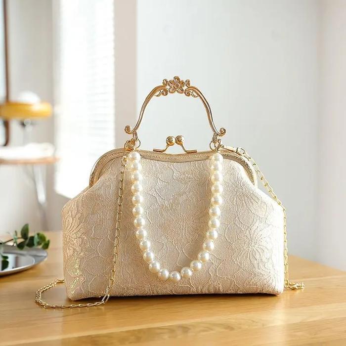 Vintage Classic Lace Bag Beads Wedding Shell Lock Bags Women Shoulder