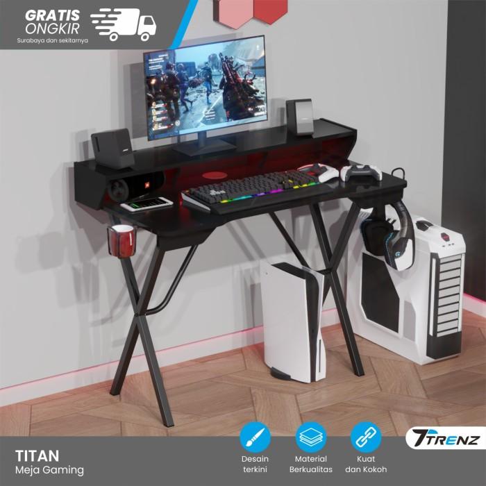Gambar Meja Komputer Meja Gaming Titam Meja PC Meja Laptop LED Terlaris - BLACK dari Trenz Furniture undefined Tokopedia