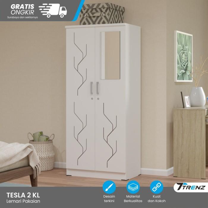 Gambar Matkens Tesla 2 KL Lemari Pakaian 2 Pintu Minimalis Kaca Luar Bahan Premium Particle Board Desain Modern & Minimalis Space Besar Muat Banyak Pakaian - Furniture - SW dari Trenz Furniture undefined Tokopedia