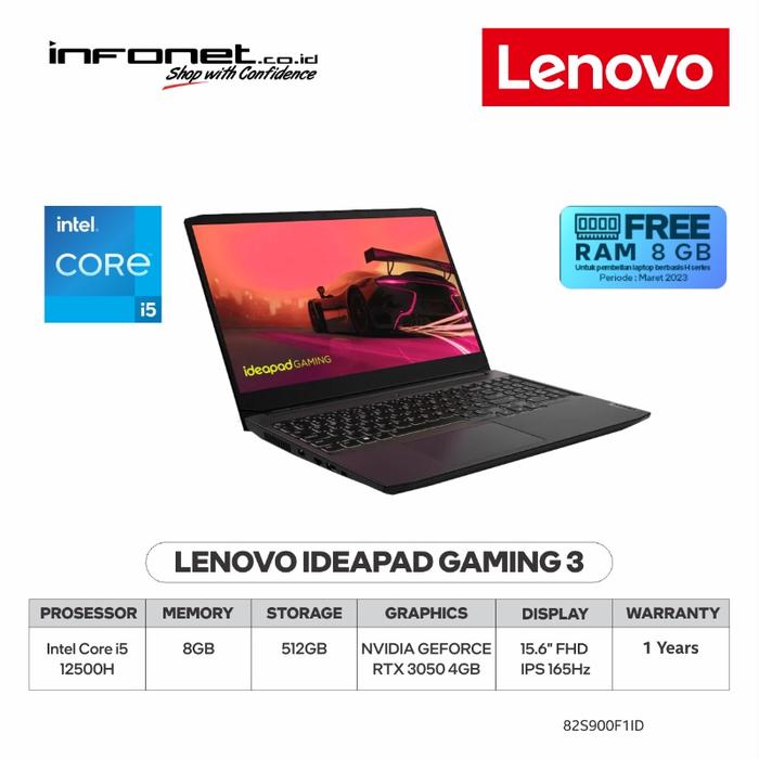 Jual Disc!! LENOVO IDEAPAD GAMING 3 I5 12500H 8GB 512GB RTX 3050 W11 ...