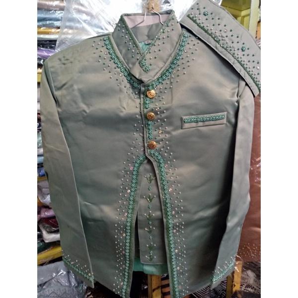 Gambar basofi pengantin pria hijau wardah baju basofi warna hijau wardah - Wardah B, L dari Bunga Abadi Supplier dekorasi Surabaya undefined Tokopedia