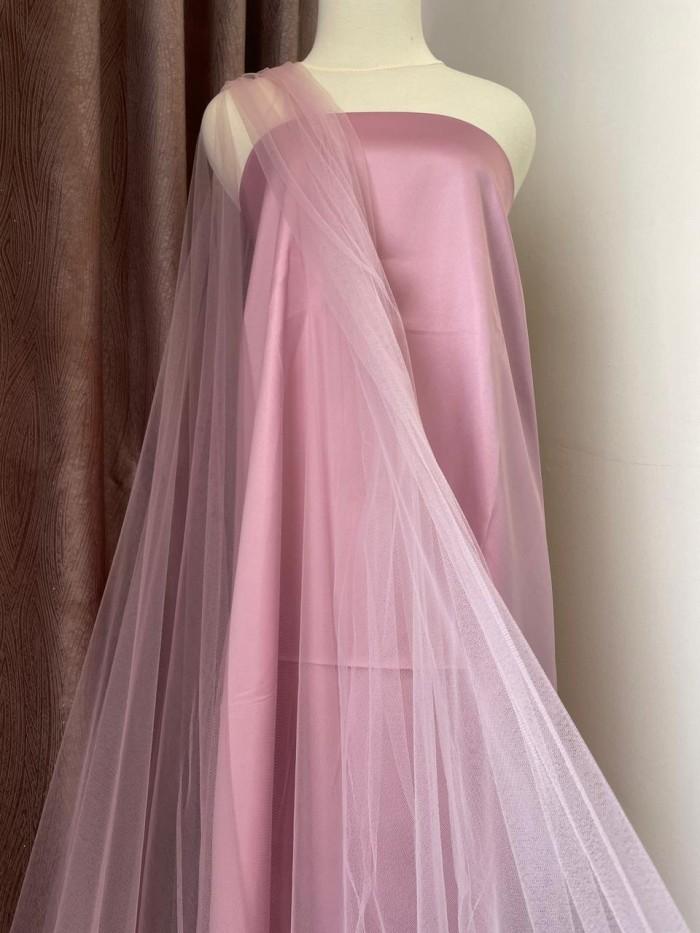 Jual Kain Tile Tulle Halus Polos Soft Tulle Warna Merah Muda