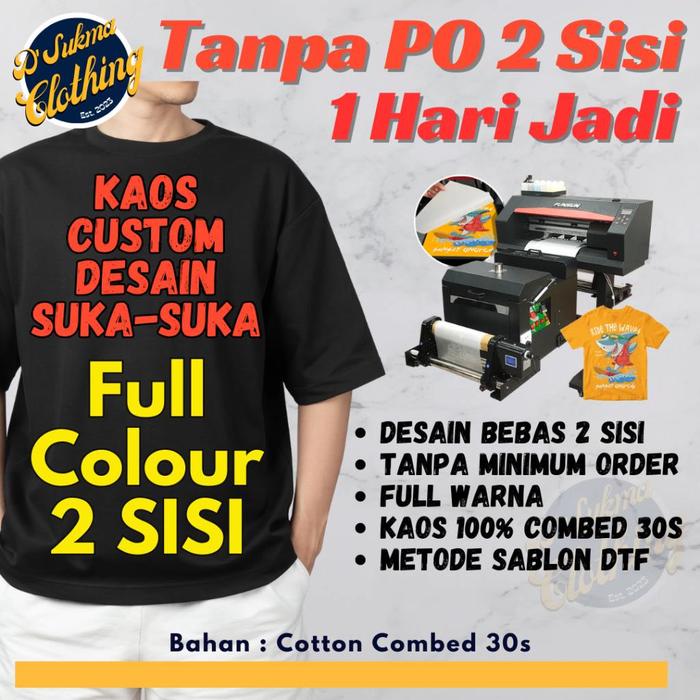 Gambar Sablon Kaos Baju Custom Satuan / Lusinan / Desain Suka-Suka 2 Sisi - S, Logo + A3 dari DSukma Clothing undefined Tokopedia