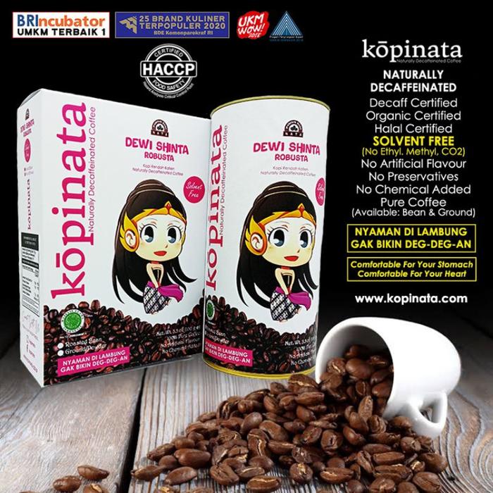 Gambar kopi rendah kafein decaffeinated kopinata robusta dewi shinta - Box, Giling Halus dari furiistoree undefined Tokopedia