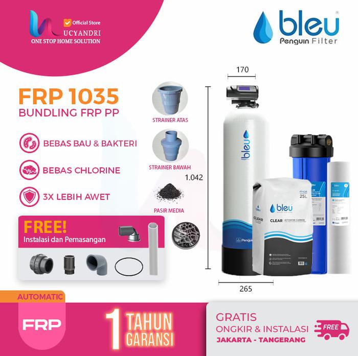 Gambar PAKET Filter Air Penguin Bleu FRP 1035 Auto Carbon + PBF 20 PP - Unit Only, 1 Micron dari Lucyandri Official undefined Tokopedia