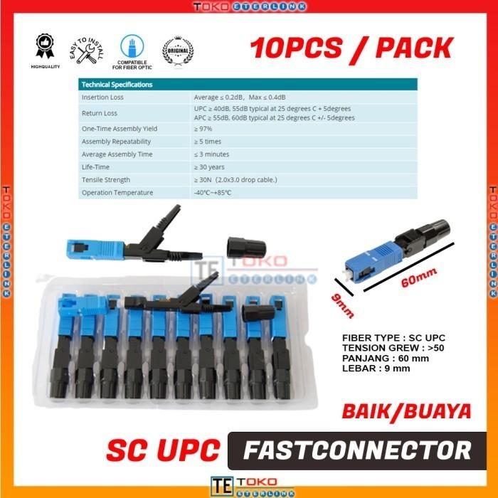 Gambar SC UPC/APC 10 PCS/1 Pack FTTH Fiber Optic Fast Connector Buka/Tutup - UPC-Buaya10pcs dari eterlink.id undefined Tokopedia