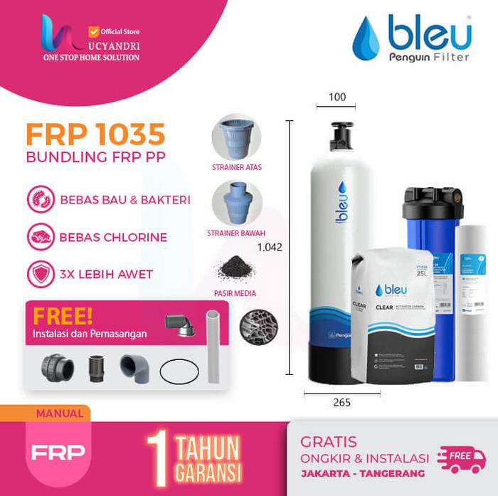Gambar PAKET Filter Air Penguin Bleu FRP 1035 Manual Active Carbon + PBF20PP - Unit Only, 1 Micron dari Lucyandri Home Solution undefined Tokopedia
